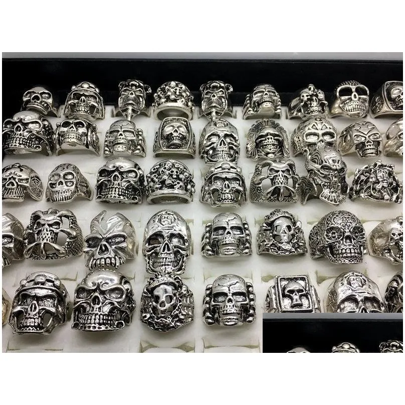  skull rings gothic steam punk finger ring mixed style silver plated hiphop charm jewelry for men and women fashion gifts