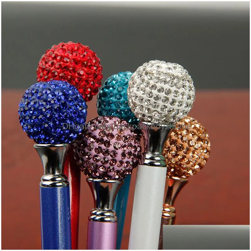 crystal element roller ballpoint pens big diamond ball pen gem wedding office supplies gift 10 colors