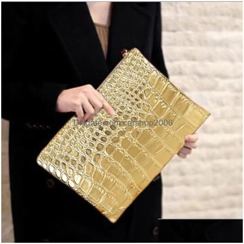 crocodile pattern fashion clutch bag women clutch envelope bag pu leather woman bag solid color lady evening bags wholesale dbc vt1024