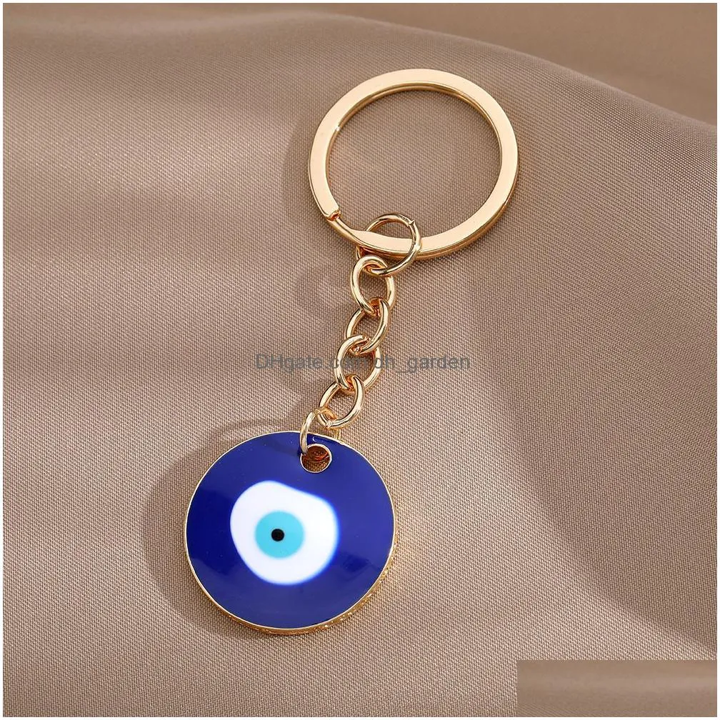 gold silver turkish evil eye keychains lucky blue pink red eye charm key chain keyring for men women car key pendant