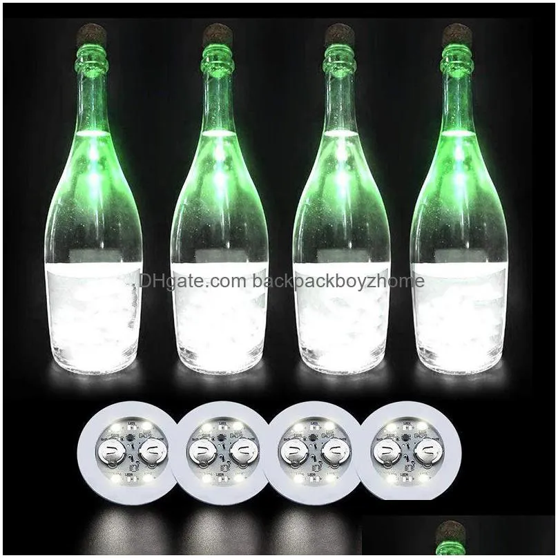 led bottle stickers coasters light 4leds  sticker flashing led lights for holiday party bar home party use dhs