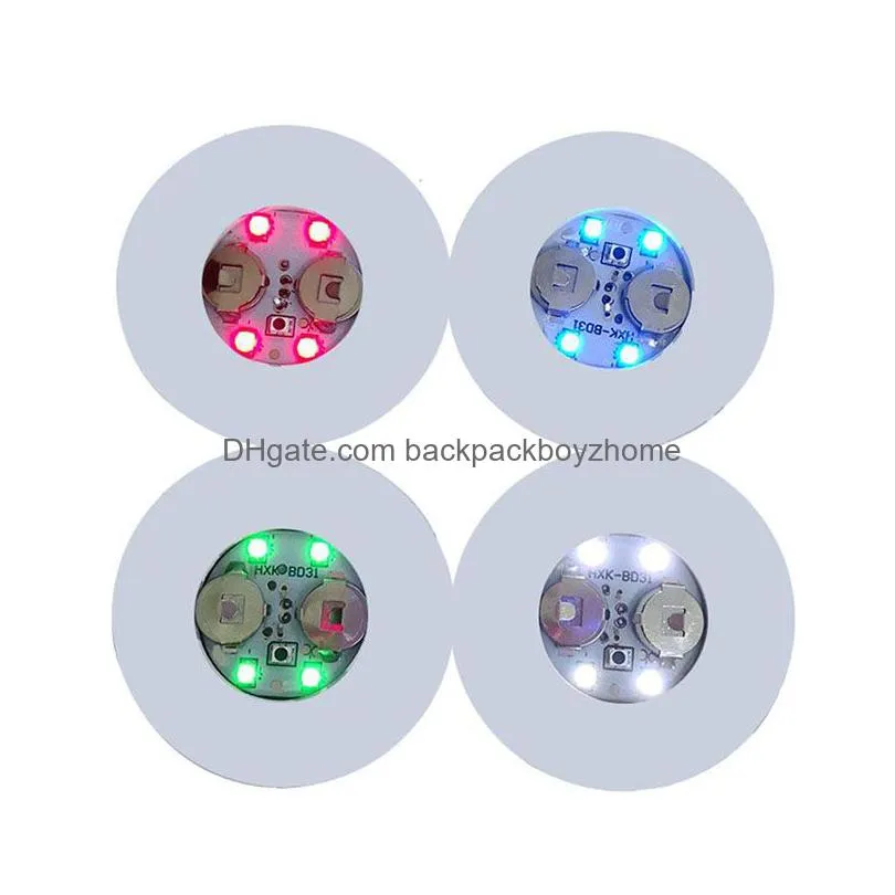 led bottle stickers coasters light 4leds  sticker flashing led lights for holiday party bar home party use dhs