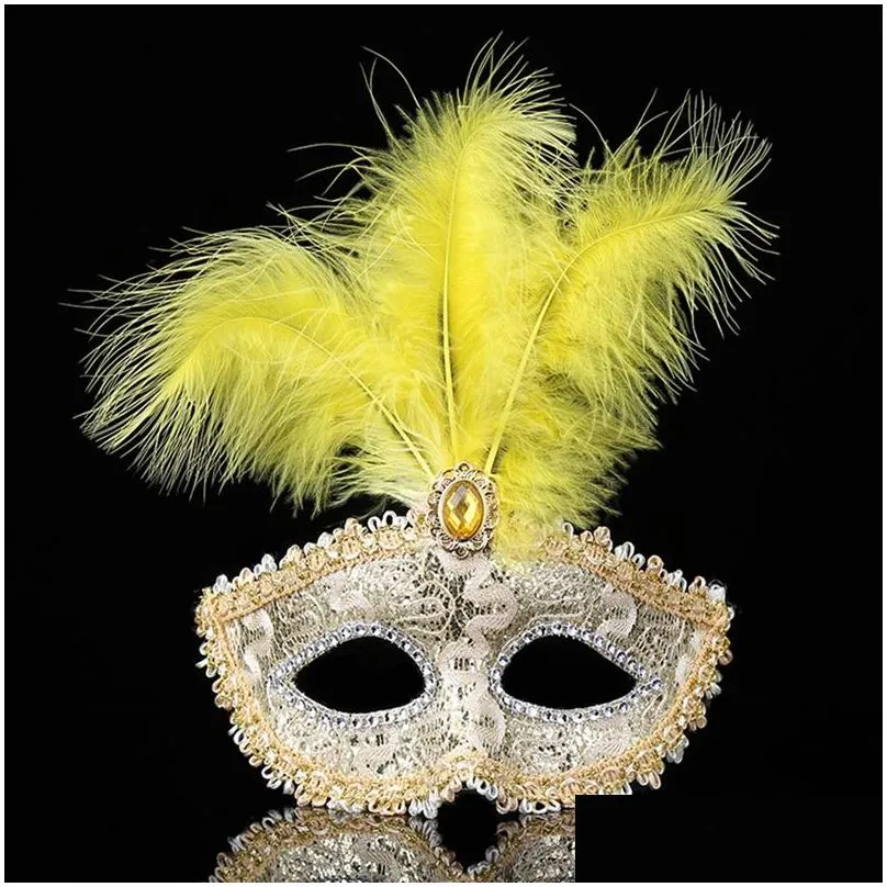 fashion women y feather mask christmas hallowmas eye mask venetian masquerade dance party holiday masks with feathers beads dbc