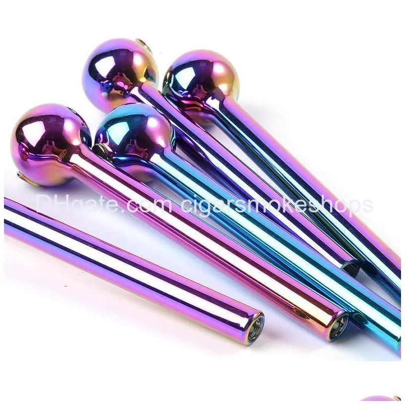 nano plating pyrex glass oil burner pipes colorful rainbow handpipes mini small spoon pipe 4 inch smoking tobacco accessories dhs 