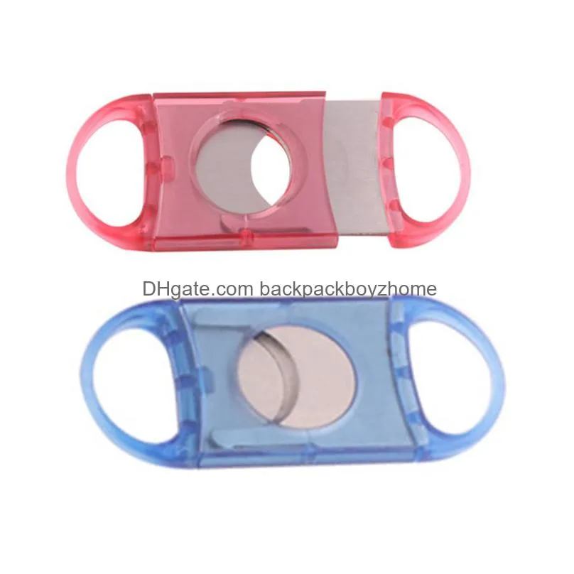 portable plastic blade pocket cigar cutter round tip cigars knife scissors shears plastics handles smoking tool 6 colors