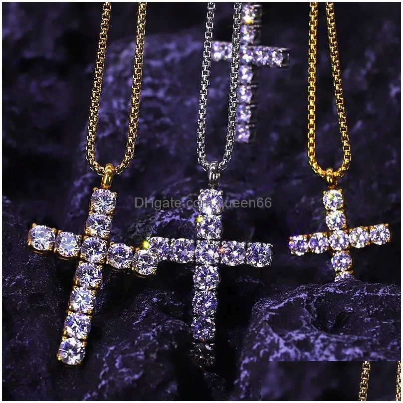 topbling cross pendants necklace jewelry 18k real gold plated stainless steel men women lover gift couple religious jewelry