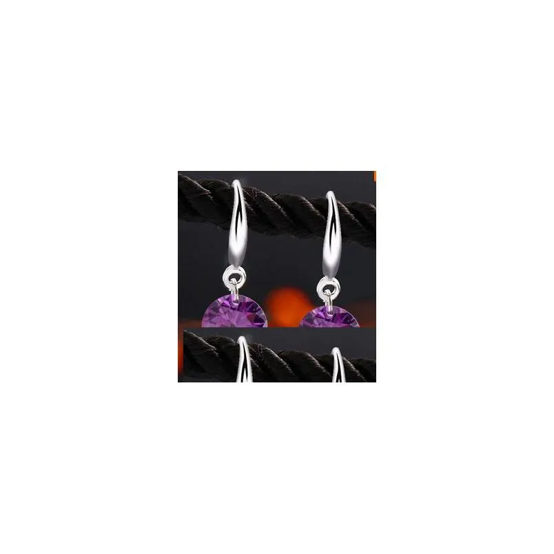 sterling silver earrings gemstone big long dangle geometric drop earrings cubic zirconia statement crystal earrings