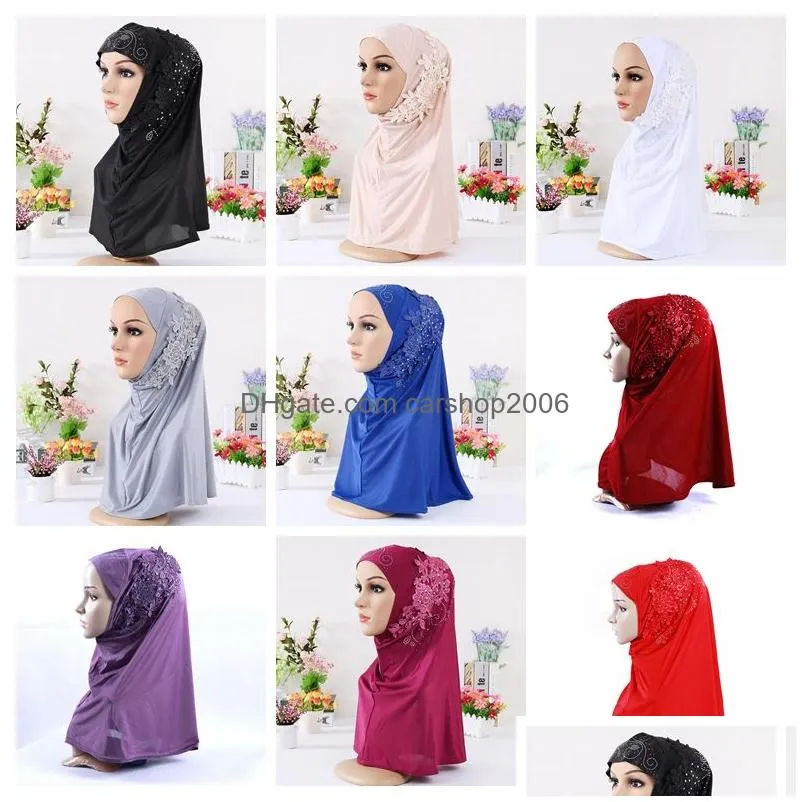 islam mask muslim headscarf high quality fashion silk drill long scarf woman summer national wind cover vf0011