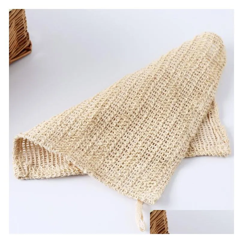 100% nature sisal cleaning towel for bath body exfoliating linen sisal wash cloth 25x25cm shower washcloth sisal linen fabric