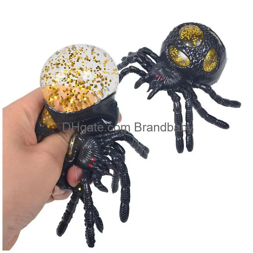 halloween fidget toy glitter powder squishy spider mesh squish ball anti stress venting balls squeeze toys stress relief decompression toys anxiety