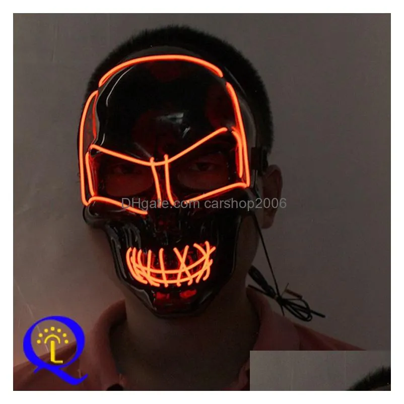 led light up horror mask halloween glow skull mask full face halloween super scary party masks festival cosplay costume supplies dbc