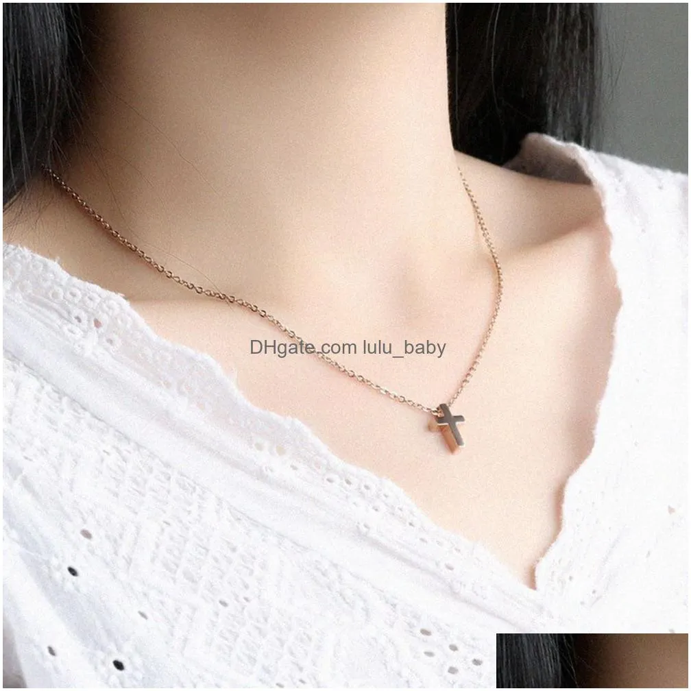 charm mini cross pendant necklace 18k gold plated classic necklace religious jewelry