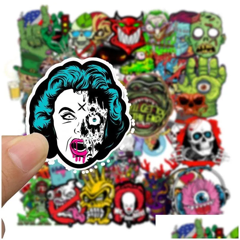 50pcs waterproof laptop skull horrible stickers graffities decals for car motorcycle bicycle luggage skateboard and home