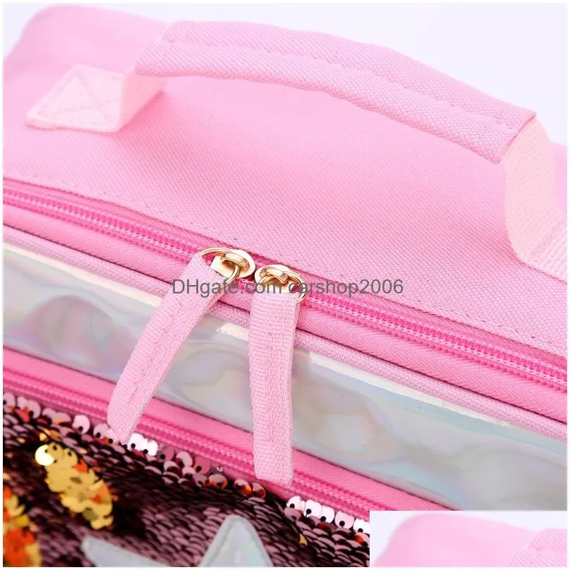 fashion sequin kid lunch bag aluminum foil thermal insulated lunch bag portable outdoor picnic lunch box food storage tote box vt0809