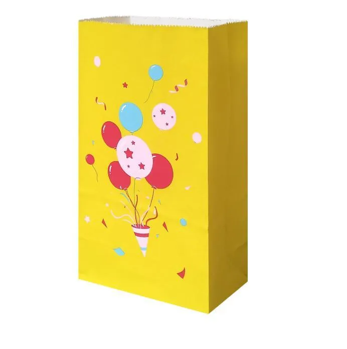 birthday gift bags party favor goodies colored kraft paper bag 13x8x24cm balloon festival candy balloon light blue orange pink purple yellow