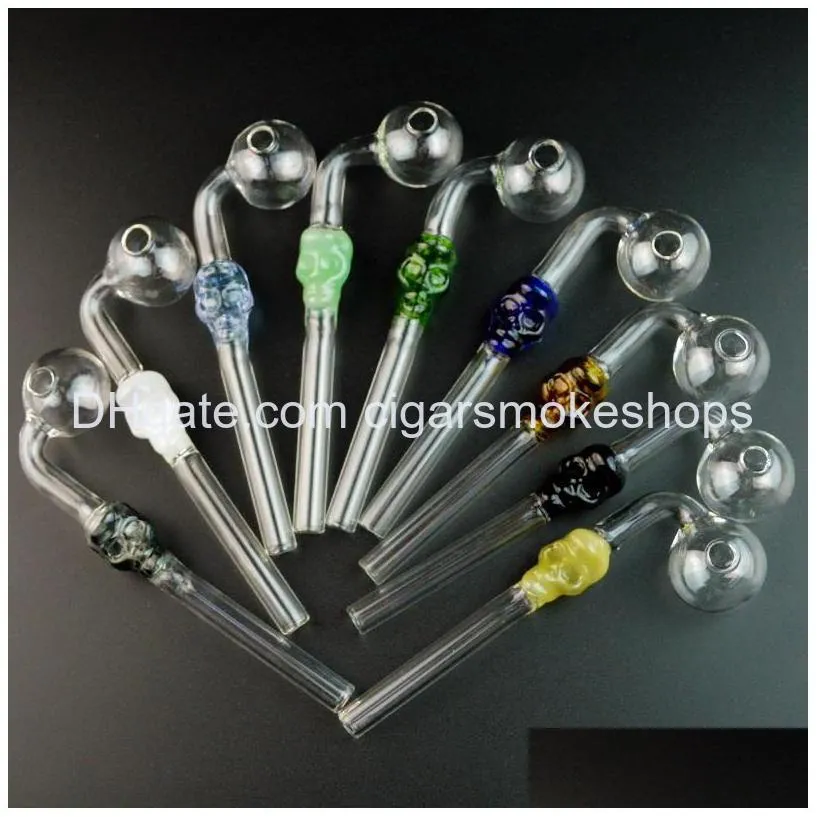 skull glass pipe pyrex oil burner pipe colorful glass smoking pipes new arrivals color randomly send sw21