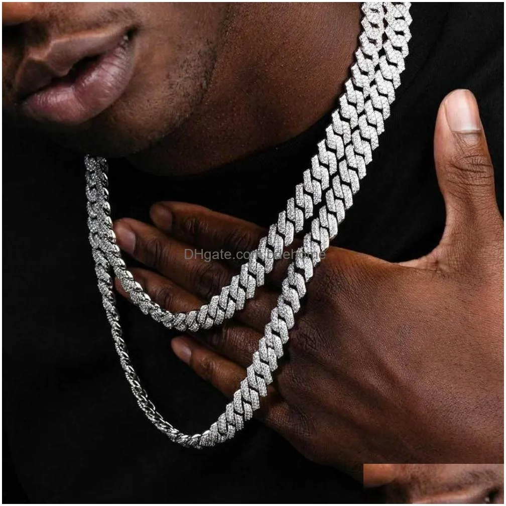 mens 14mm diamond cuban link hip hop tennis chain 18k gold plated jewelry for fashionable streetwear