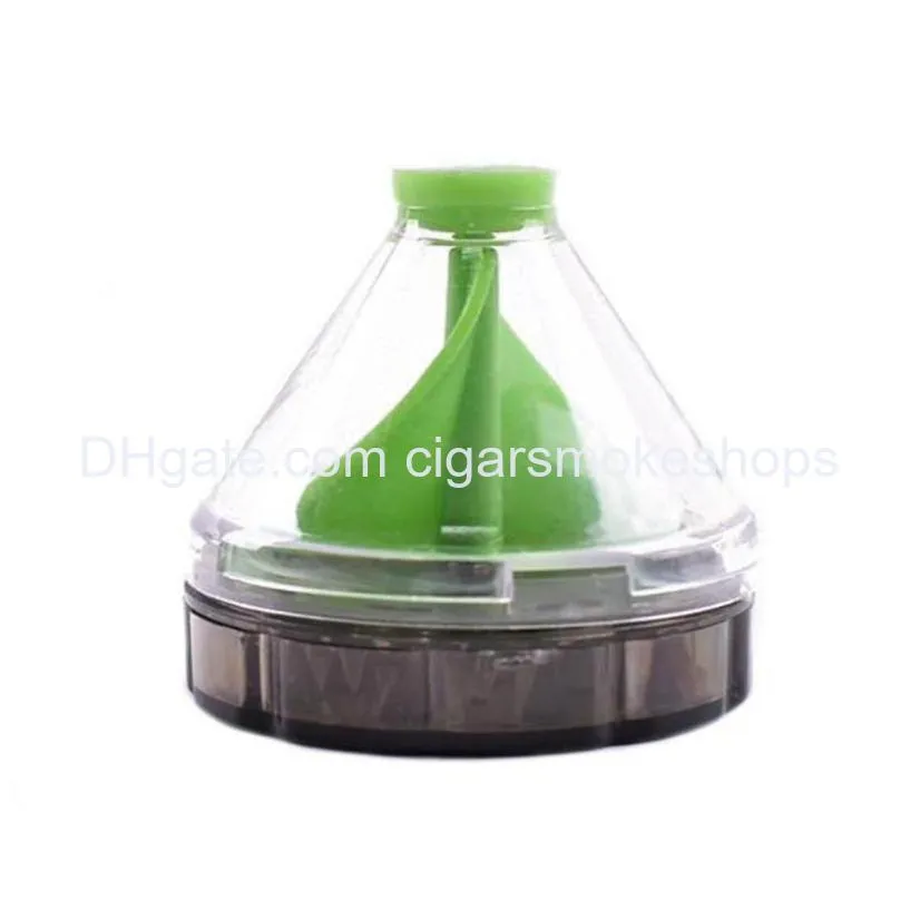 mini tobacco grinders smoking accessories fan funnel like 50mm diameter 2 layers plastic dry herb crushers hand crusher colorful