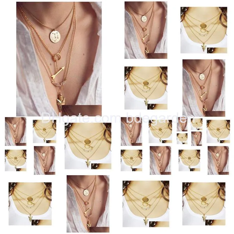 necklaces pendant women men modern dainty arrow char gold charms plated chain long pendant necklaces