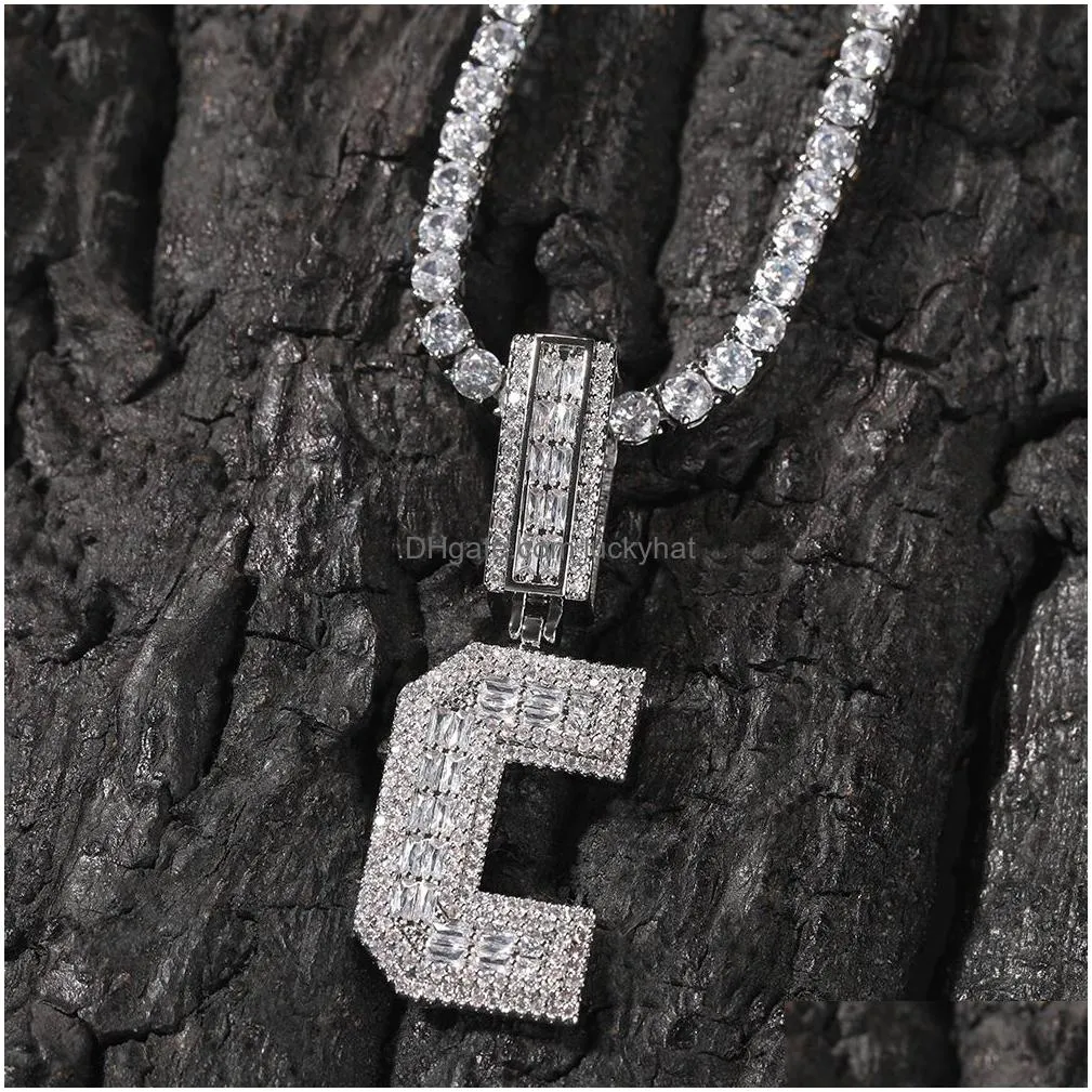 hip hop custom letter pendant necklace 18k gold plated bling with zircon accents
