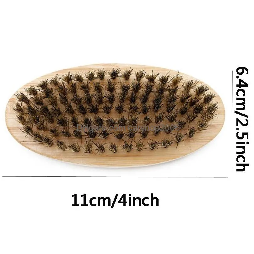 beard brush boar bristle hair hard round wood handle antistatic boar comb hairdressing tool for men beard trim customizable dbc