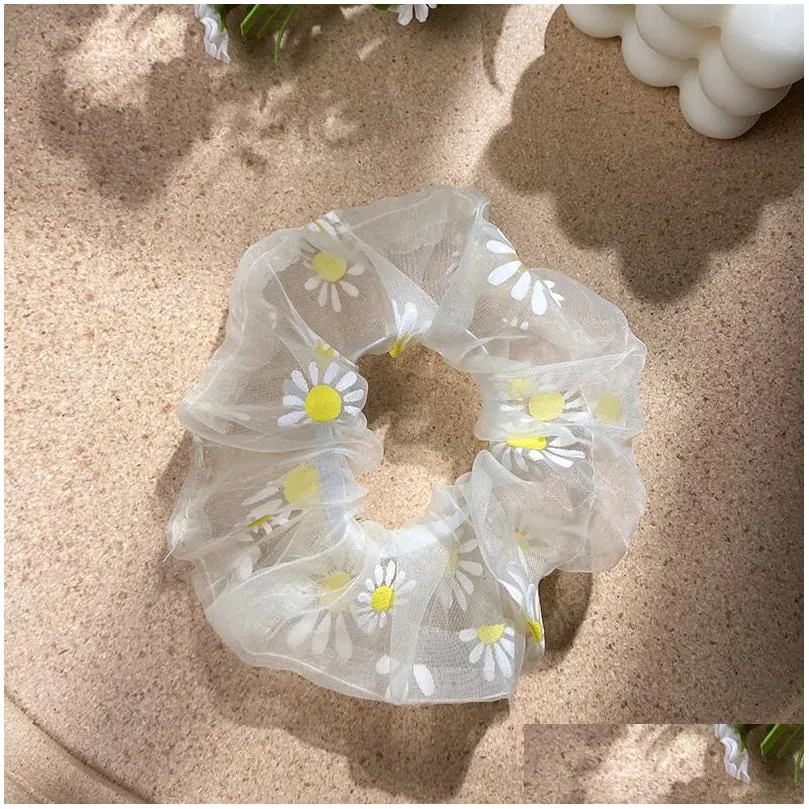 organza hair scrunchies women plaid scrunchie elastic hair bands girls headwear rubber hair ties transparent ponytail holder 154 z2