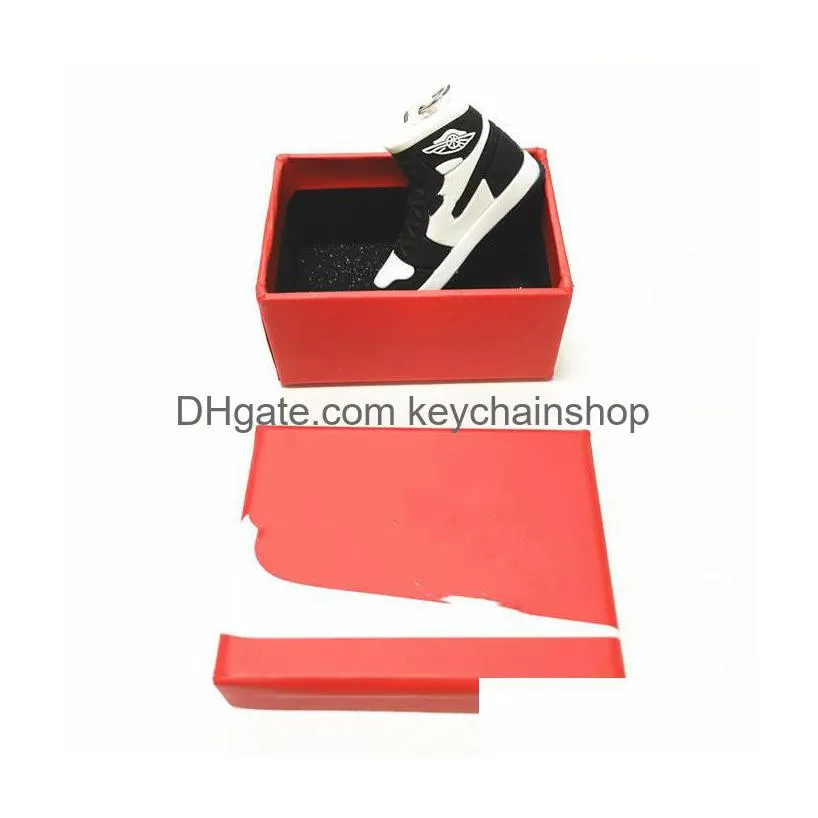 wholesale designer mini silicone sneaker keychain with box for men women kids key ring gift shoes keychains handbag chain basketball shoe key