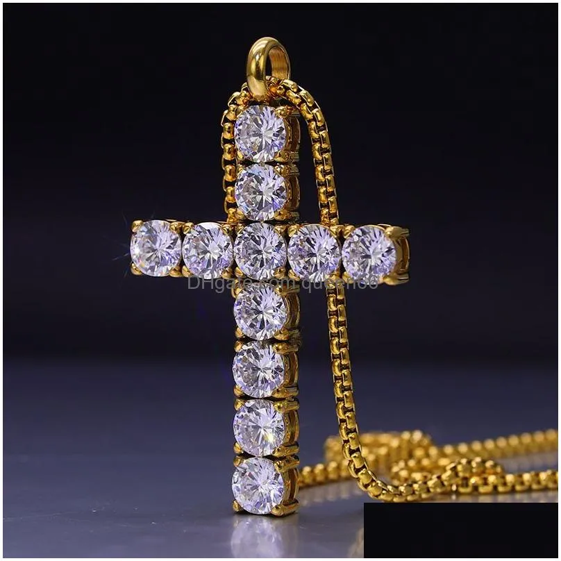 topbling cross pendants necklace jewelry 18k real gold plated stainless steel men women lover gift couple religious jewelry