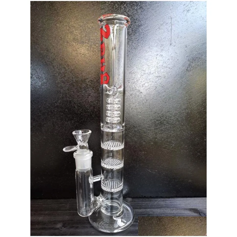 three layer honeycomb ablets filter bongs recycler water pipe glass bong smoking pipes 12.5 inches water 18.8mm joint