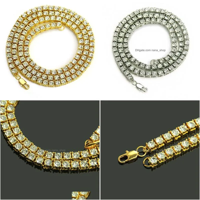 5mm diamond tennis chain necklace bling gold plated jewelry hip hop chains necklace