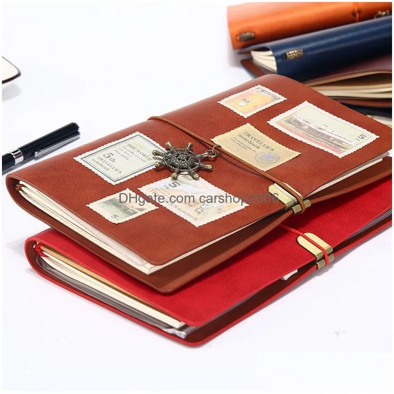 vintage students notebook solid color pu cover leather journal travel diary books retro notepad note book school stationery gift dbc