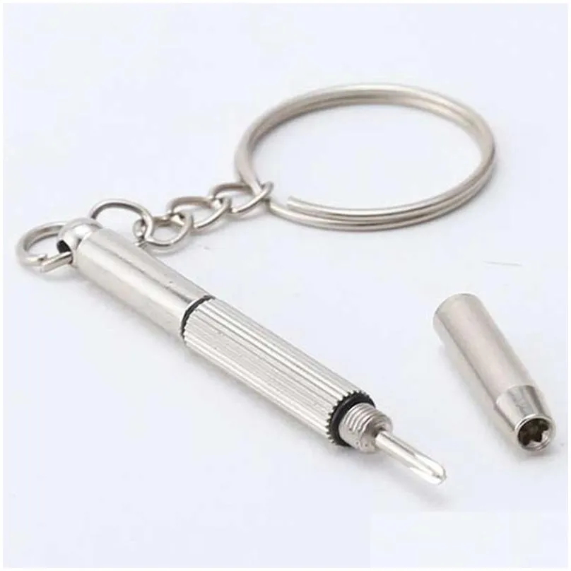 3 in 1 eyeglass screwdriver keychain repair glasses watch phone triple versatile small screwdriver eyeglass mini screwdriver bh2365