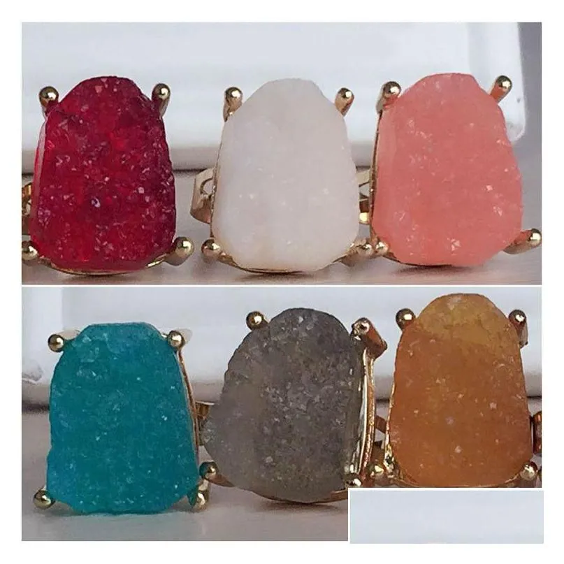 ring for women natural big crystal stone female models exaggerated personality gold gemstone rings