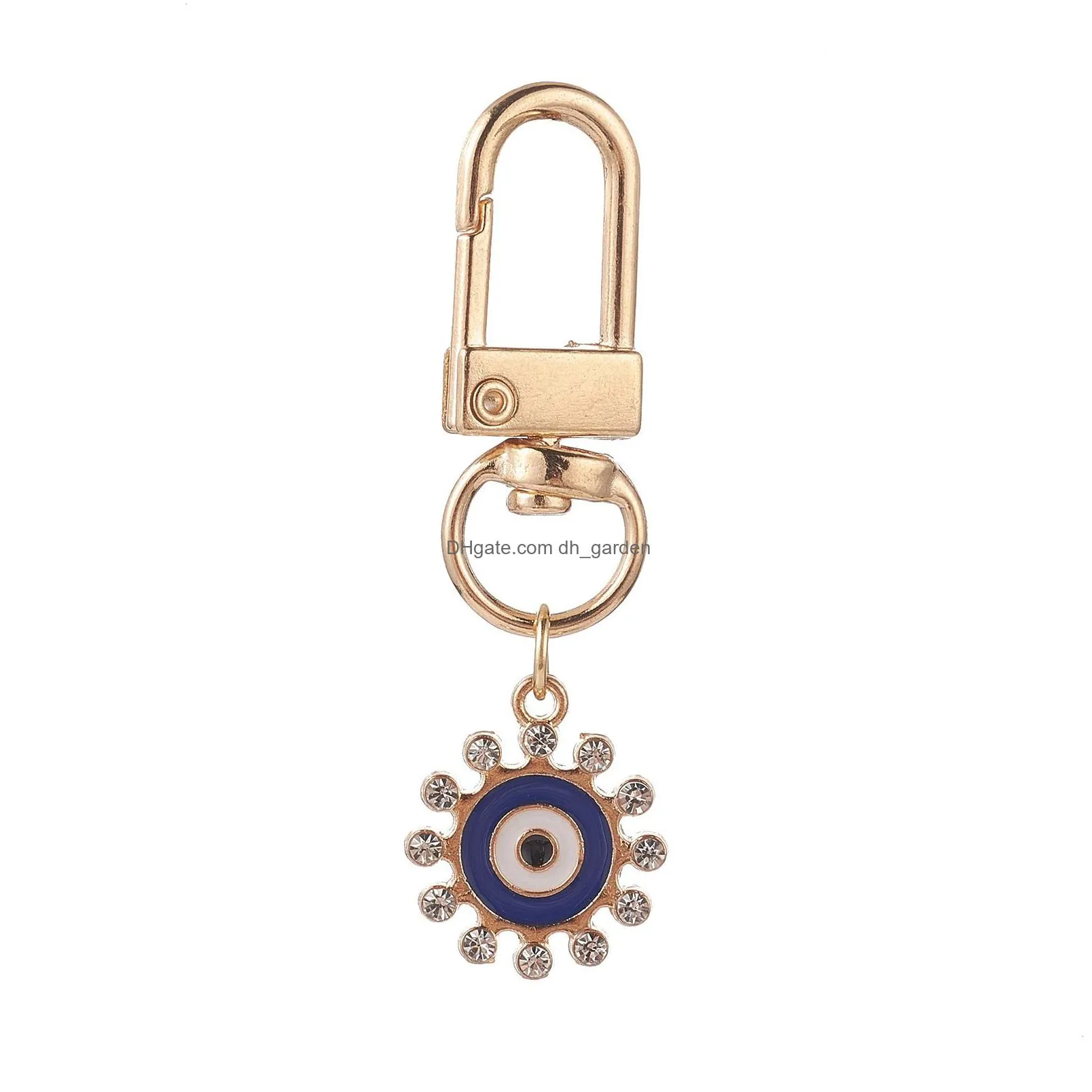 turkish evil eye charm keychains lucky painting blue mini key chain keyring for men women car key pendant