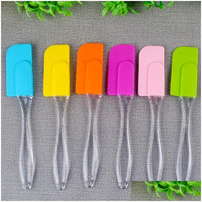 silicone cake scraper spatula tools kitchen dessert jam smear spatulas ecofriendly transparent handle baking tool butter knife bh2429