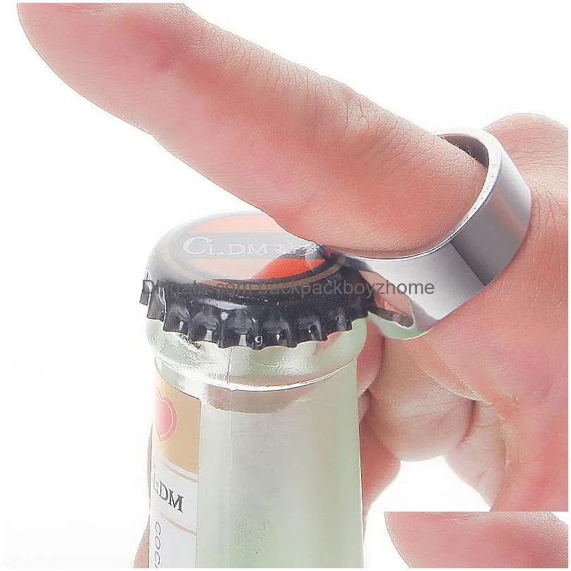 22mm mini ring beer bottle opener kitchen bar tools stainless steel finger ringshape bottles beers cap opening remover