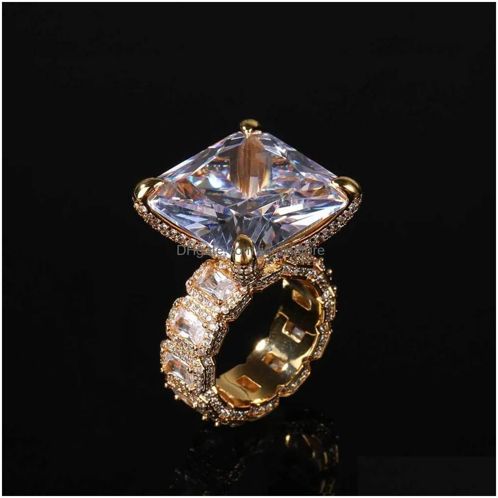 hip hop casting rings with side stones t big crystal zircon men women finger wedding gift