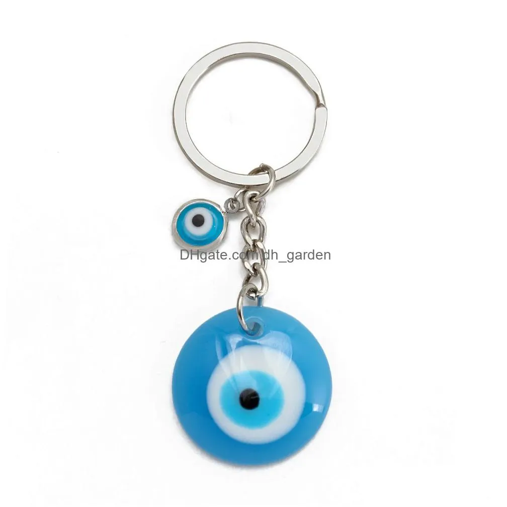 round turkish evil eye keychains lucky resin blue pink red eye heart charm key chain keyring for men women car key pendant