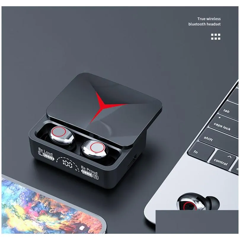 m90 pro tws gaming earphones wireless stereo earbuds noise reduction led digital display mini sports headset