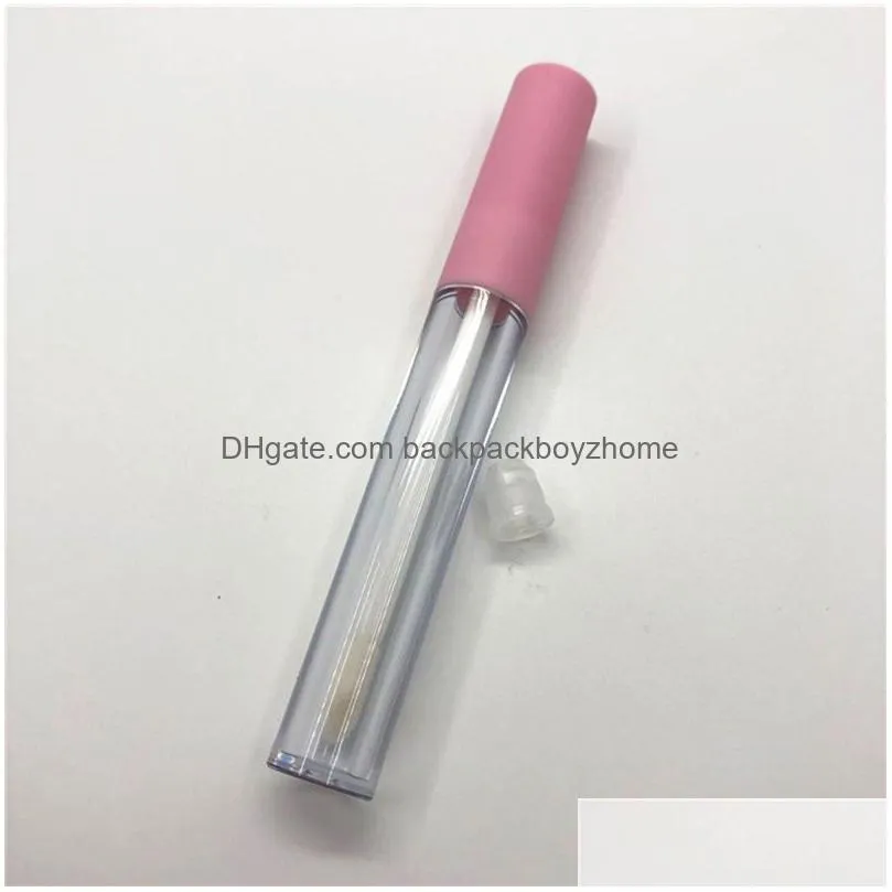 2.5ml frosted clear empty lip gloss bottles containers tube travel portable brush tip applicator wand cosmetics sub bottling