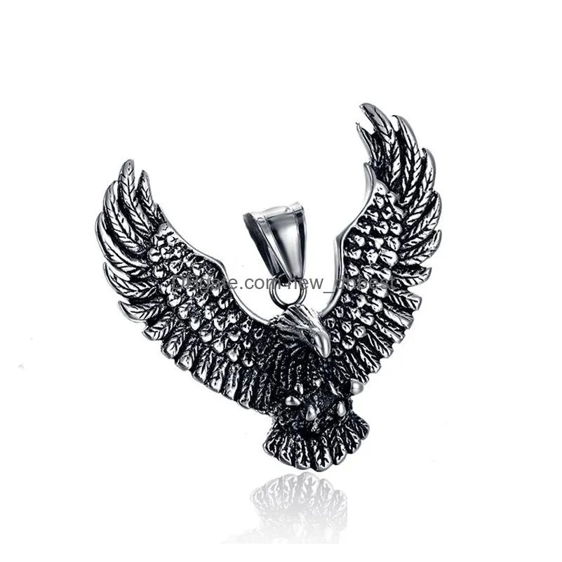 gold plated hawk pendant necklace retro stainless steel mens jewelry for an edgy style statement