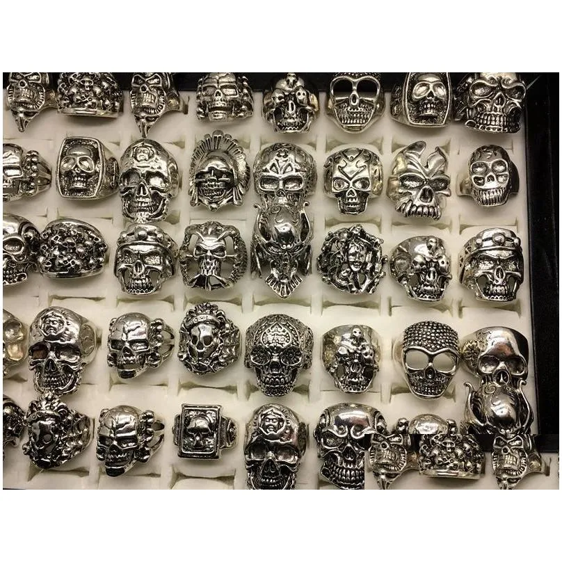  skull rings gothic steam punk finger ring mixed style silver plated hiphop charm jewelry for men and women fashion gifts