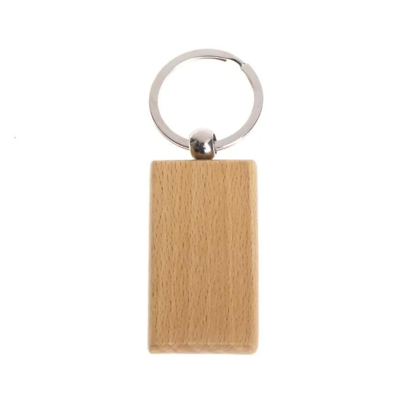 natural wooden key ring keychains round square anti lost wood accessories gifts