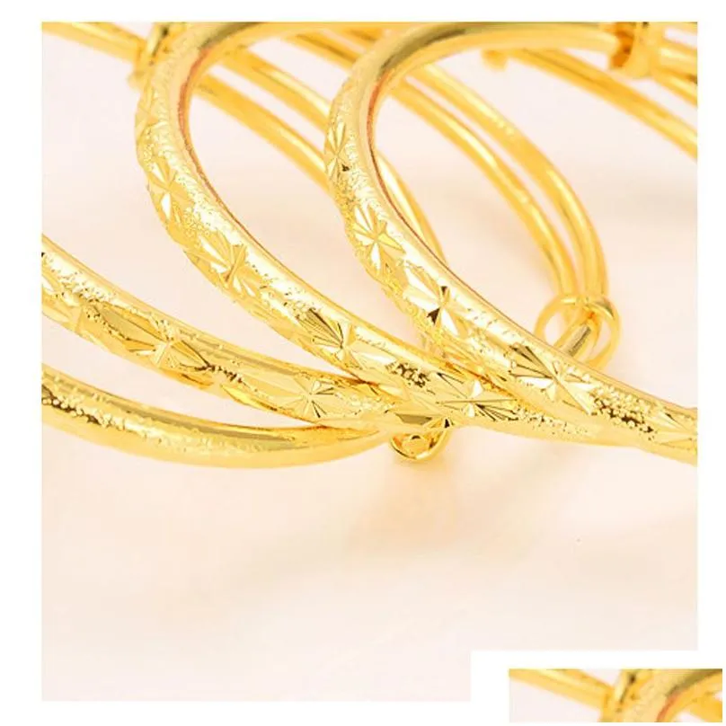 dubai fine gold bangle yellow solid gf bracelet africa jewelry circlet gift 1pc or 4 pc elasticity open pushandpull wholesale