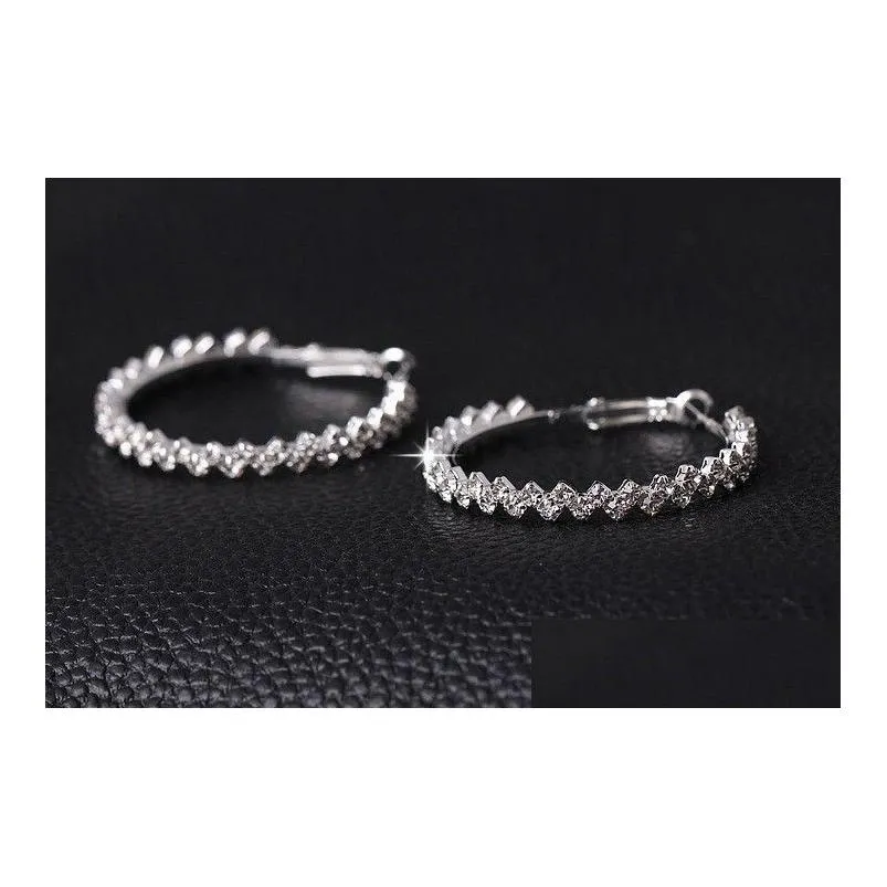 earrings hoop for women fashion jewelry diamond earring wedding/engagement round drop earrings hanging 925 sterling silver big hoop