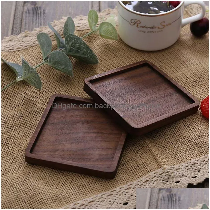 wooden coasters black walnut coffee tea cup mats wooden cup mat bowl pad teapot drink coasters home bar tools dhs