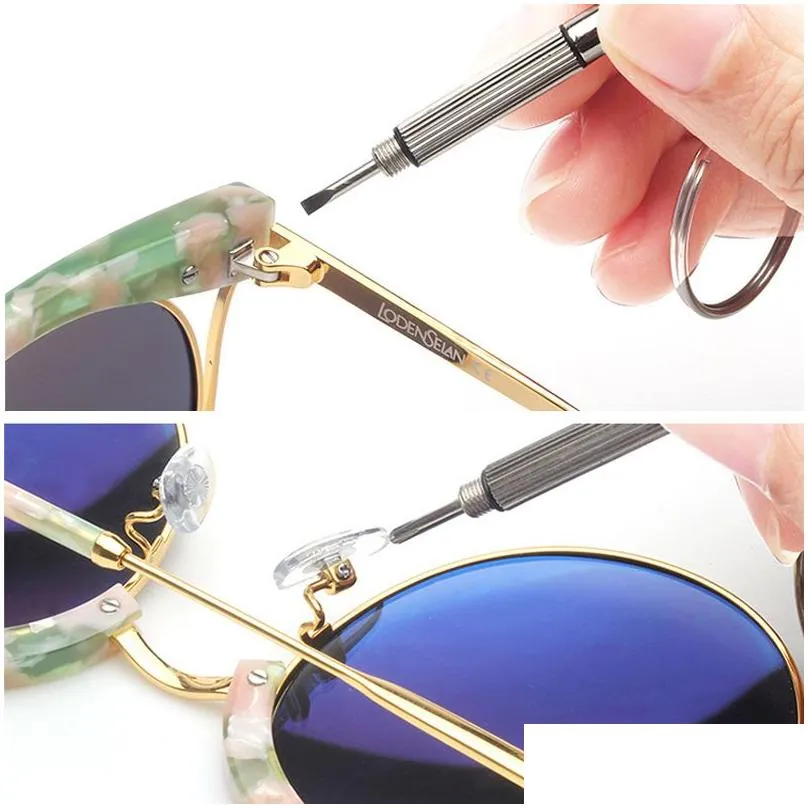 3 in 1 eyeglass screwdriver keychain repair glasses watch phone triple versatile small screwdriver eyeglass mini screwdriver bh2365