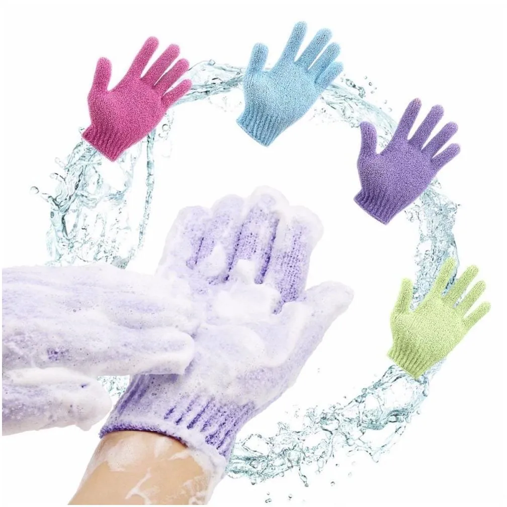 exfoliating bath gloves scrubbers for shower body massage double sided scrubber mitts glove dead skin cell remover sponge wash skins moisturizing spa foam 13