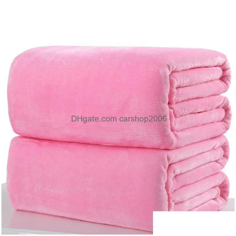 warm flannel fleece blankets soft solid bedspread plush winter summer throw blanket for bed sofa dh0426