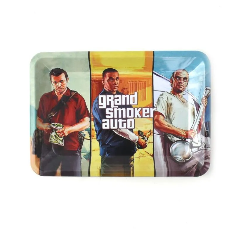 40styles raw cartoon smoking tobacco rolling tray metal cigarette tobacco brass plate 180 125 15mm herb handroller smoke accessories